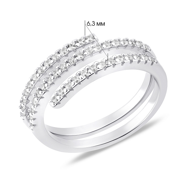 Серебряное тройное кольцо с фианитами (арт. 7501/8392) – изображение 2