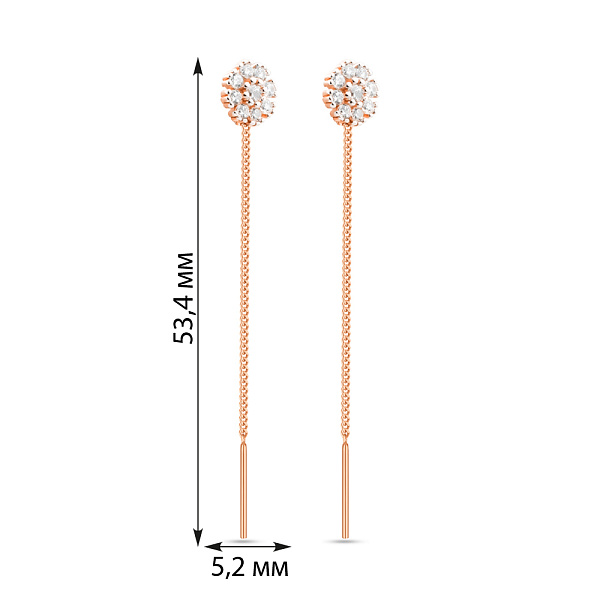 Серьги-протяжки из золота с фианитами (арт. 110843) – изображение 3