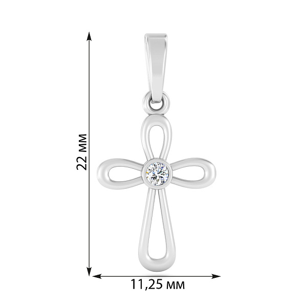 Золота підвіска-хрестик з діамантом (арт. П011714005б) – зображення 2