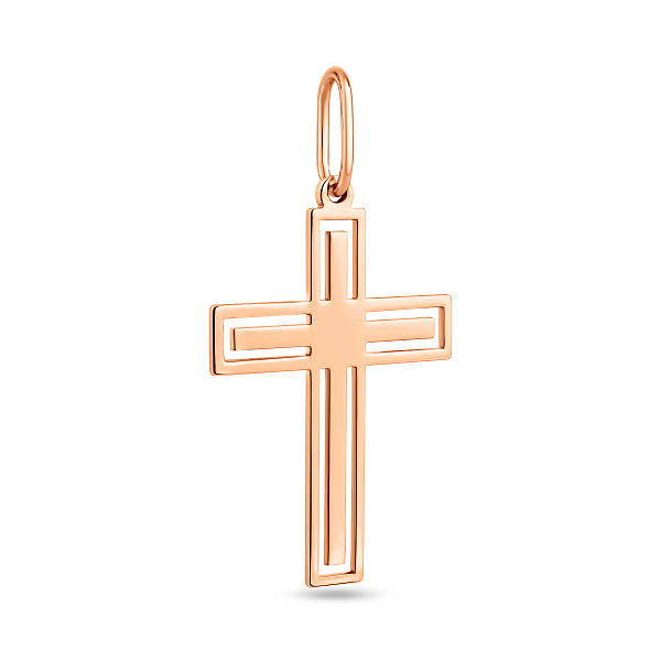 Крестик из красного золота без камней (арт. 440802) – изображение 1