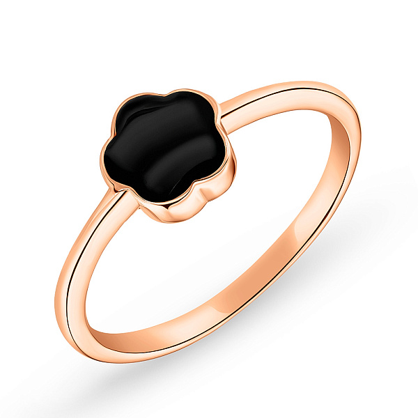 Кольцо из красного золота "Цветок" с эмалью (арт. 155369еч) – изображение 1