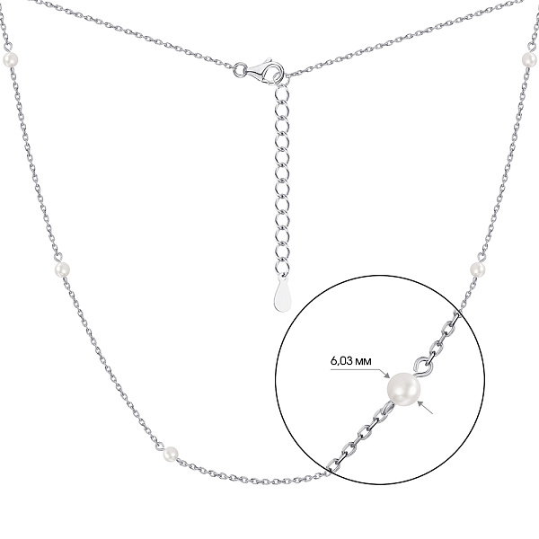 Серебряное колье с жемчугом (арт. 7507/1569жб) – изображение 2