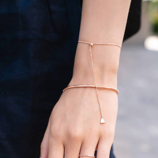 Браслет из красного золота плетения снейк плоский (арт. 314203п) – изображение 2