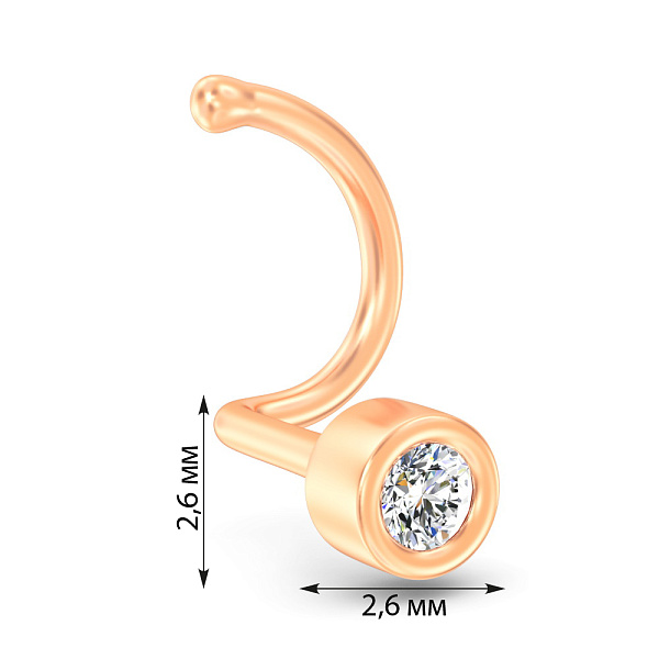 Золотий пірсинг в ніс з діамантом (арт. Н011848) – зображення 2