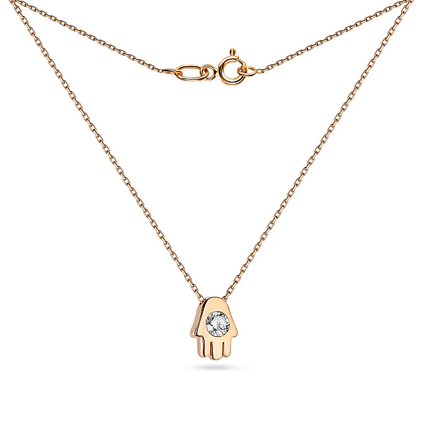 Золоте кольє «Божа долоня. Рука Міріам» з фіанітом (арт. 351568) – зображення 2