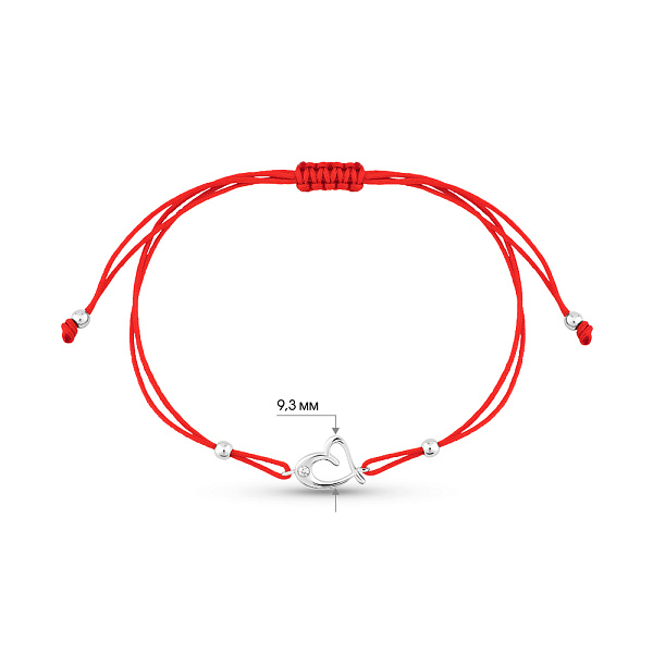 Браслет Сердце на шелковой нити с серебряными вставками (арт. 7309/5047к) – изображение 2