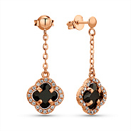 Сережки Конюшина з червоного золота з фіанітами (арт. 1092040ч)