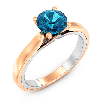 Золотое кольцо Blue Ocean с топазом (арт. 140809Пкбл)