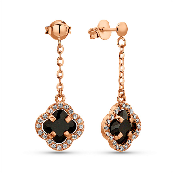 Сережки Конюшина з червоного золота з фіанітами (арт. 1092040ч) – зображення 1