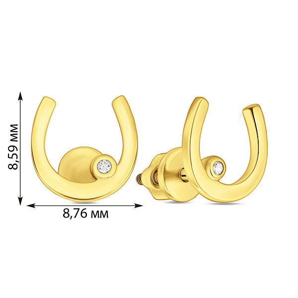 Золотые серьги Подкова с фианитами (арт. 111068ж) – изображение 2