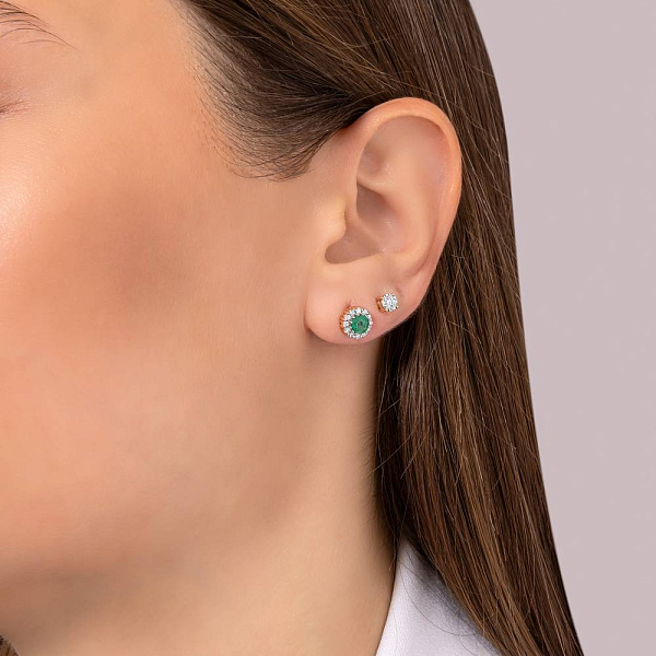 Золотые серьги-пусеты с бриллиантами (арт. Т011667010) – изображение 2