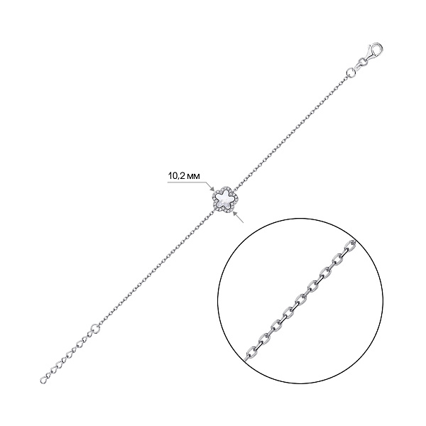 Срібний браслет з перламутром та фіанітами (арт. 7509/4800/10п) – зображення 2