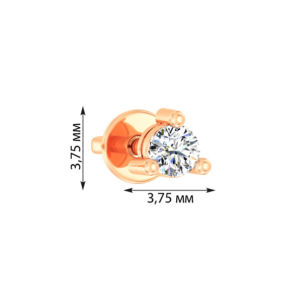 Одиночная серьга из красного золота с бриллиантом   (арт. Т011237010Я) – изображение 3