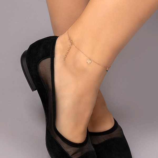 Золотий браслет на ногу з фіанітами (арт. 326986зн) – зображення 3