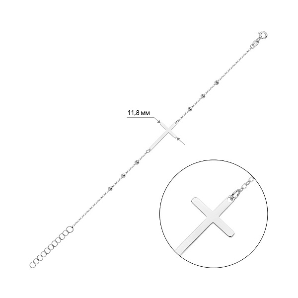 Браслет з білого золота із хрестиком (арт. 326937б) – зображення 2