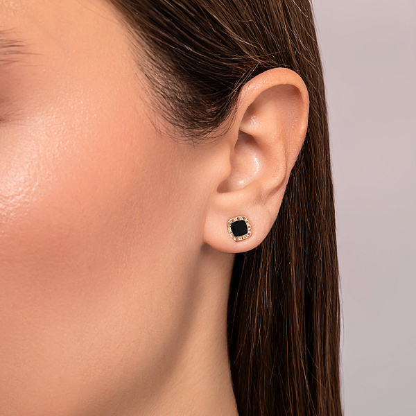 Серьги-пусеты из золота с эмалью (арт. 111206еч) – изображение 2