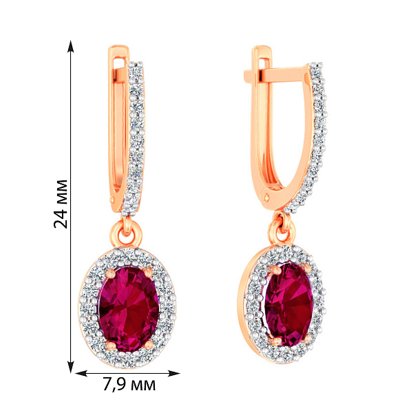 Сережки-подвески из золота с гранатом (арт. 111159Пгр) – изображение 2