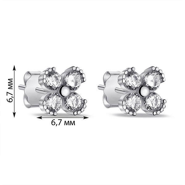 Серьги-пусеты из серебра с фианитами (арт. 7518/6752) – изображение 2