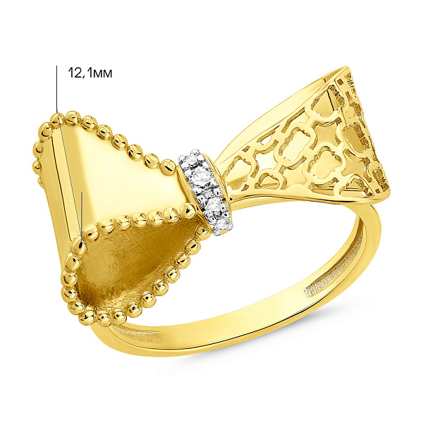 Золота каблучка Бантик Francelli з діамантами (арт. К141352ж) – зображення 6