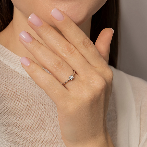 Кольцо для помолвки из белого золота с бриллиантом (арт. К341271020б) – изображение 2