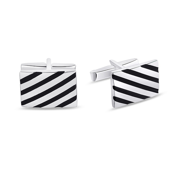 Серебряные запонки с эмалью (арт. 7515/039еч) – изображение 1