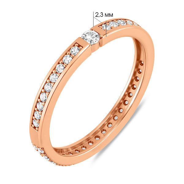 Двостороння золота каблучка з фіанітами (арт. 141164) – зображення 4