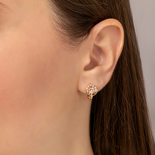 Сережки з золота «Дерево життя» з фіанітами (арт. 108086) – зображення 2