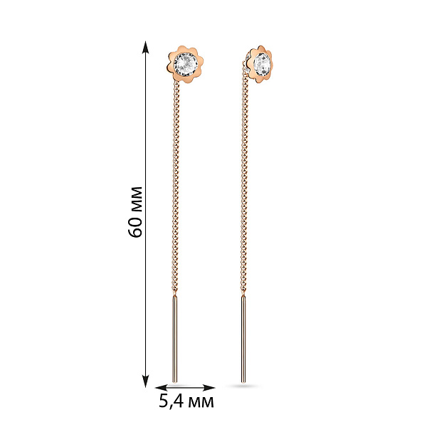 Серьги-протяжки из золота с фианитами (арт. 106457) – изображение 2