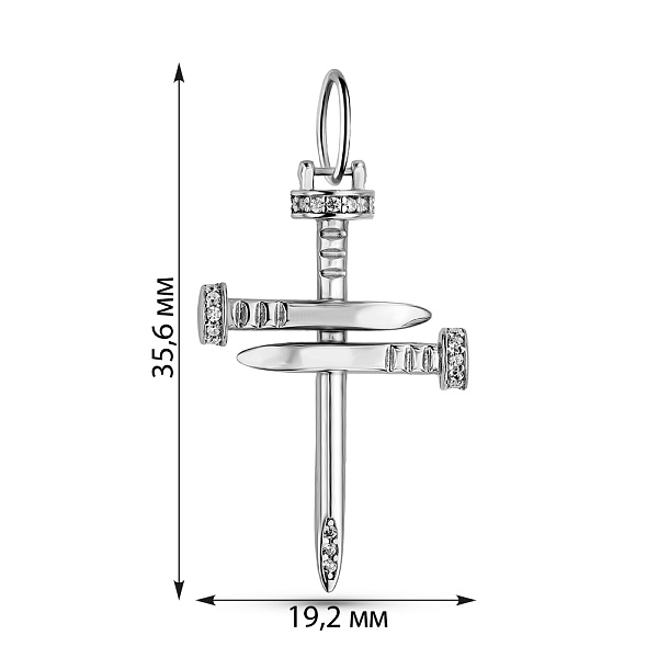 Декоративный золотой крестик Гвоздь с фианитами (арт. 424979б) – изображение 2