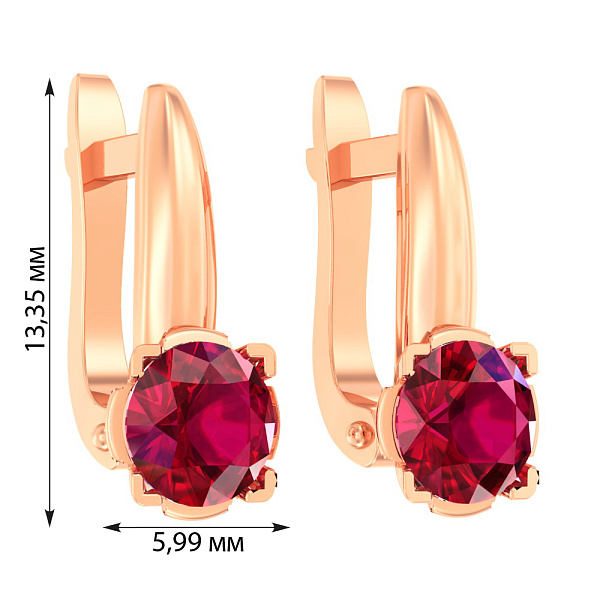 Дитячі золоті сережки з червоним фіанітом (арт. 110504к) – зображення 2