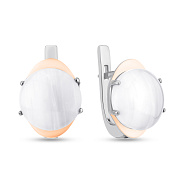 Фото Серебряные серьги с агатом и золотой накладкой (арт. 7202/242Асрсп)