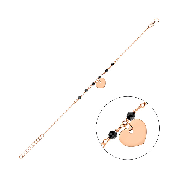 Золотой браслет "Сердце" с подвеской и ониксом (арт. 325397о) – изображение 1