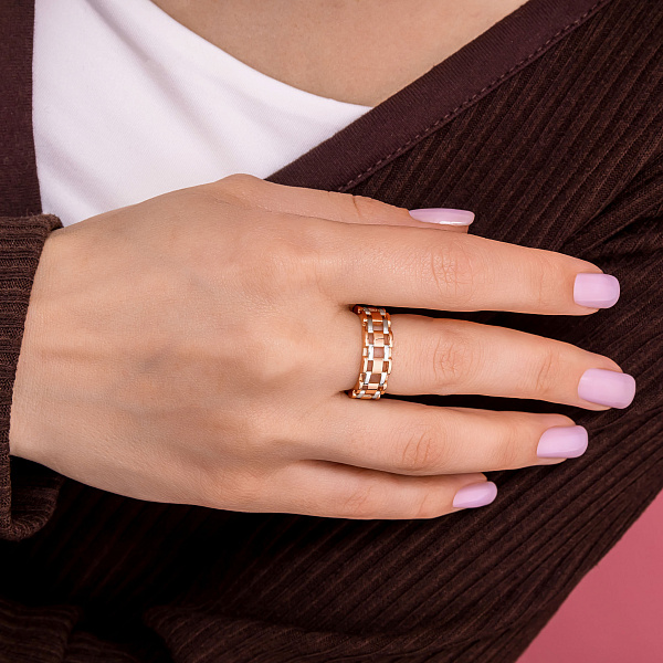 Кольцо Звенья из красного золота (арт. 141295) – изображение 2