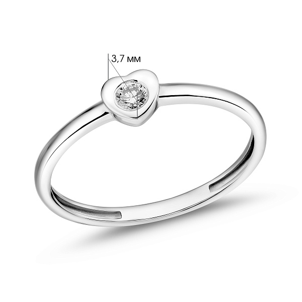 Золотое кольцо Сердце с бриллиантом (арт. К011717005б) – изображение 4