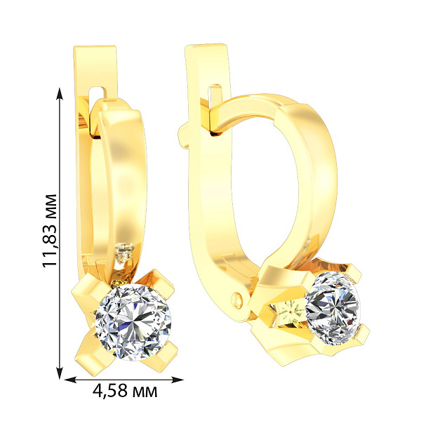 Детские сережки из желтого золота с фианитами (арт. 110102ж) – изображение 2