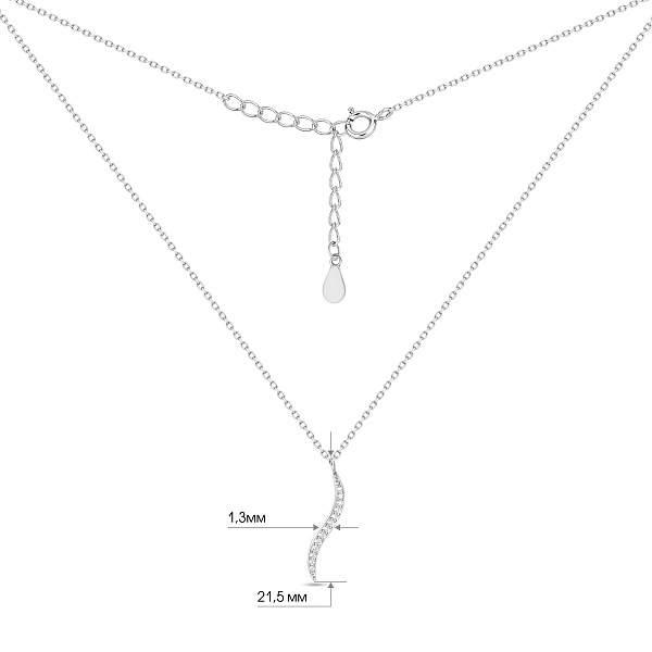 Серебряное колье с подвеской с фианитами (арт. 7507/2691) – изображение 3