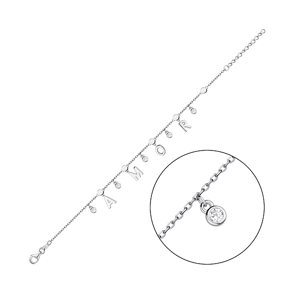 Срібний браслет з підвісками Amor (арт. 7509/3884) – зображення 1