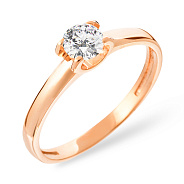 Фото Золотое помолвочное кольцо с фианитом (арт. 140566)