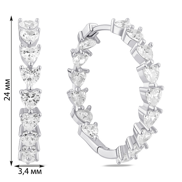 Серебряные серьги-кольца с фианитами (арт. 7502/10139/25) – изображение 5