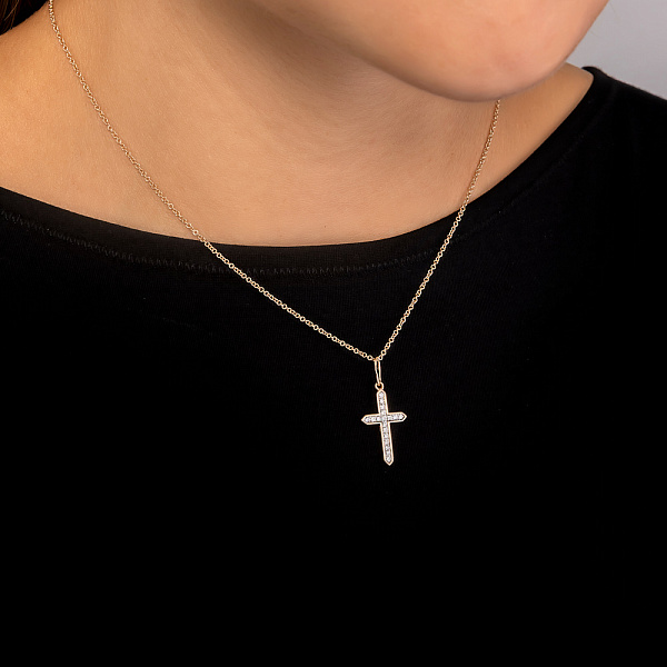 Золотой крестик с бриллиантами (арт. П011771015) – изображение 2