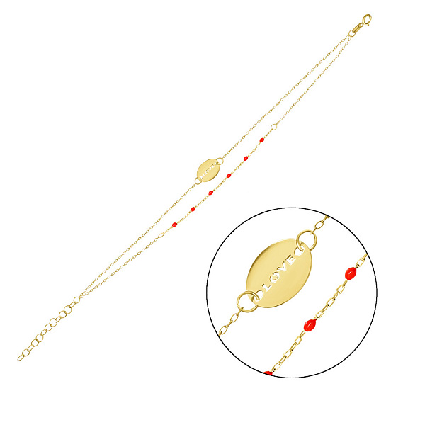 Браслет «Love» з жовтого золота з емаллю (арт. 324878/10жек) – зображення 1