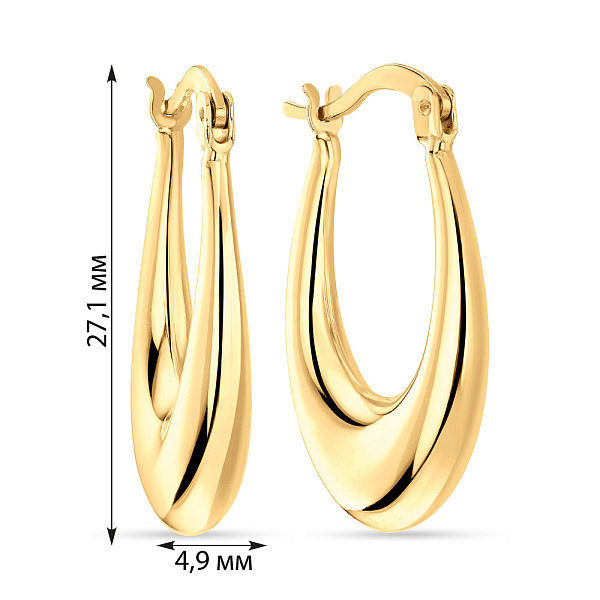 Сережки з жовтого золота без каміння  (арт. 109152/25ж) – зображення 2