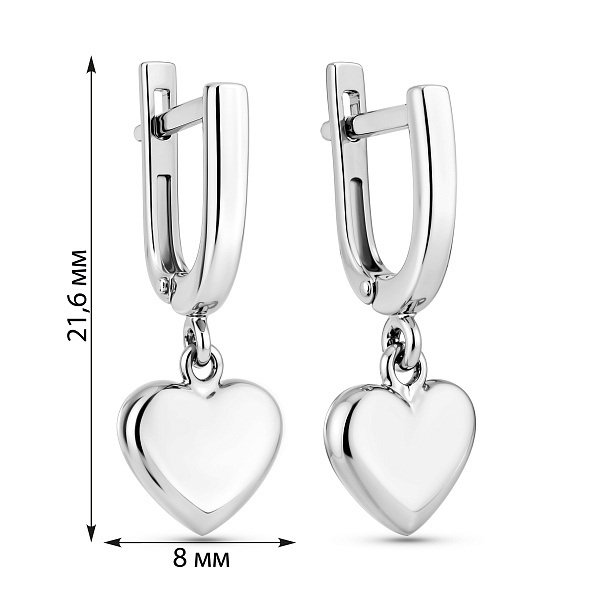 Серьги из белого золота Сердце (арт. 110519б) – изображение 3
