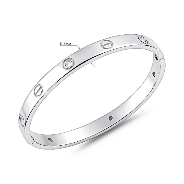 Серебряный жесткий браслет с фианитами (арт. 7509/3031/6) – изображение 3