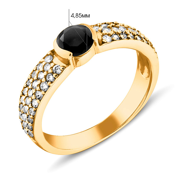 Кольцо из золота с черным фианитом (арт. 140384жч) – изображение 2