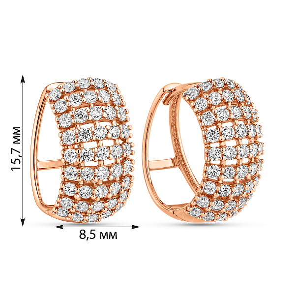 Серьги из красного золота с дорожкой из фианитов (арт. 110205) – изображение 2