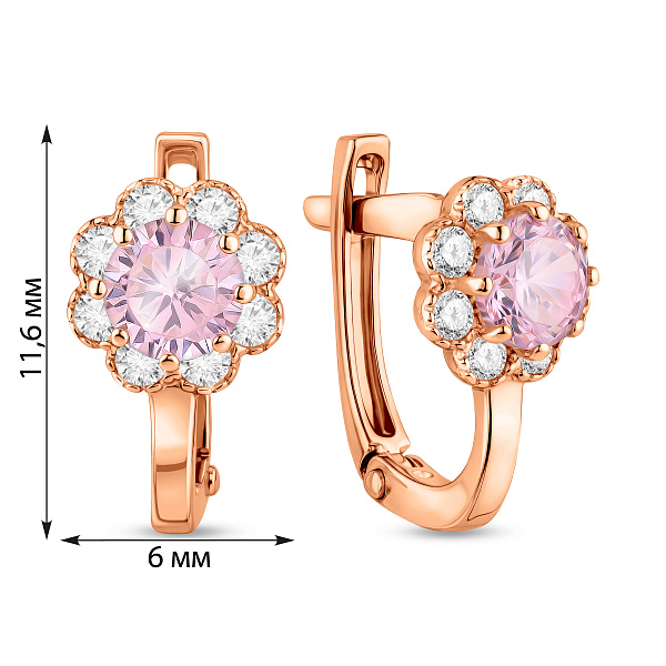 Детские золотые серьги с розовыми фианитами (арт. 110511р) – изображение 3