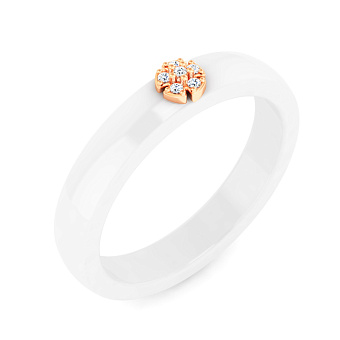 Кольцо из белой керамики и золота с бриллиантами (арт. К011790кб)