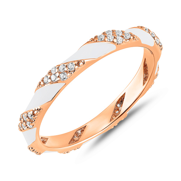 Золота каблучка з емаллю і фіанітами (арт. 1401111еб) – зображення 1