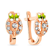 Фото Детские сережки из золота с эмалью и фианитами (арт. 103216)